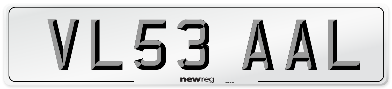 VL53 AAL Number Plate from New Reg